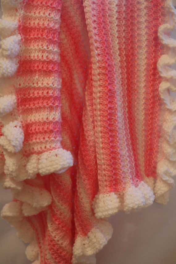 Knitting Pattern Baby Blanket With Ruffle Knitting Pattern Pdf Diy Gift For Baby Girl Knitting Pattern