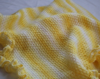 KNITTING Pattern - Baby Blanket with Ruffle- Pattern PDF -Ray of Sunshine Baby Blanket- DIY- Instant download Knitting pattern