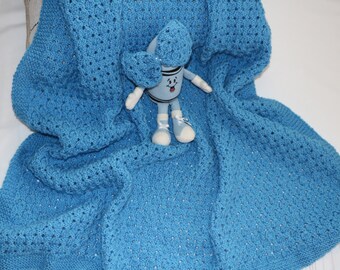 Baby Blanket PDF Knit Pattern - Blue Crayon Hand Knit Baby Blanket -Lace Blanket- Knitting Pattern - DIY