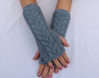 PDF Knitting Pattern. Cable Fingerless Gloves/ Arm Warmers.. Knit Pattern PDF Women's Wrist Warmers. dIY instant Download