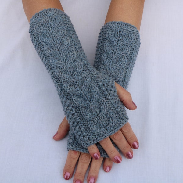 PDF Knitting Pattern. Cable Fingerless Gloves/ Arm Warmers.. Knit Pattern PDF Women's Wrist Warmers. dIY instant Download