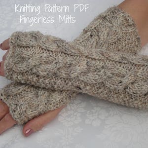 Fingerless Gloves Mittens. PDF. Knitting Pattern PDF.Women's Wool Cable Wrist/Arm Warmers PDF. 3 sizes, 2 Length. Instant Download.