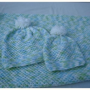 Knitting Pattern Baby Hat Blanket Set. Baby Beanie Hat.Textured Blanket Knitting pattern. Knit Pattern.