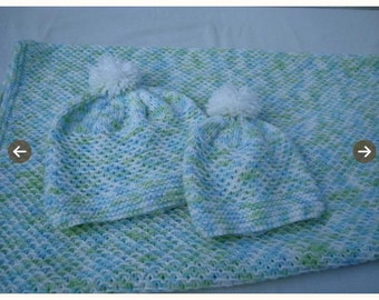 Knitting Pattern Baby Hat Blanket Set. Baby Beanie Hat.Textured Blanket Knitting pattern. Knit Pattern.