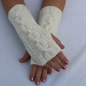 PDF Fingerless Gloves mitts.Knitting Pattern PDF.Fingerless Gloves  Women&#39;s Wrist/ Arm Warmers Knit Pattern. Cable knit Hand Warmers