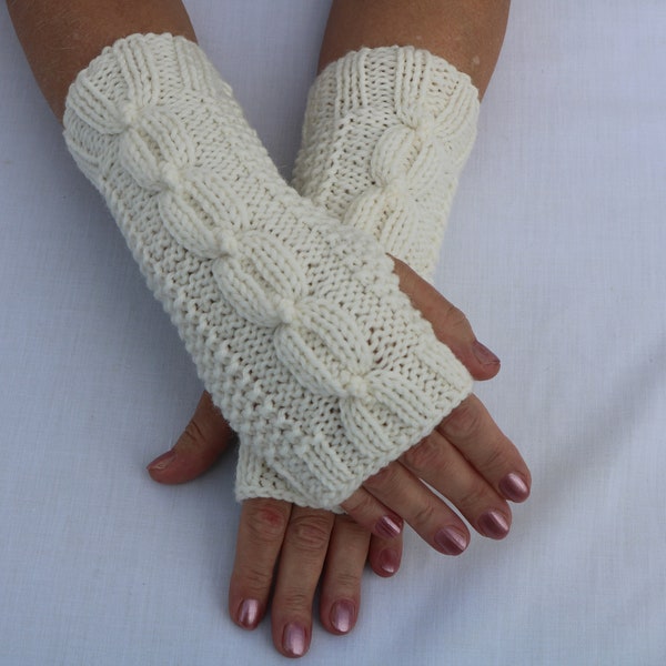 PDF Fingerless Gloves mitts.Knitting Pattern PDF.Fingerless Gloves  Women's Wrist/ Arm Warmers Knit Pattern. Cable knit Hand Warmers