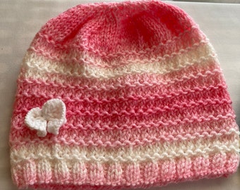 PDF Knitting Pattern Baby Girl Hat./ Baby Beanie/Strawberry Vanilla Hat. Knit Pattern / Girls  Photo Props. Diy Gift. Knitting Patterns PDF.