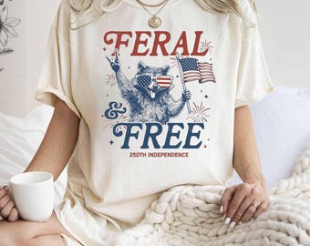Camiseta Feral And Free, Camiseta de mapache de EE. UU.