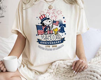 Camiseta de Snoopy del 250 aniversario, camiseta patriótica