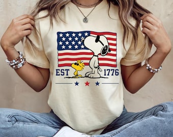 Camiseta de Snoopy EST 1776, Camiseta del 4 de julio, Camiseta del 250 aniversario de EE. UU.