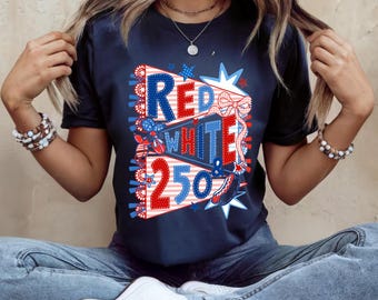 Camiseta roja y blanca 250, camiseta del Día de la Independencia