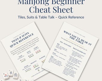 American Mahjong Cheat Sheet for Beginners, Tile Names, Suits, Table Talk & Quick Reference Printable