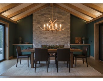 6-Light Faux Resin Antler Chandelier, Rustic Lodge Pendant Light