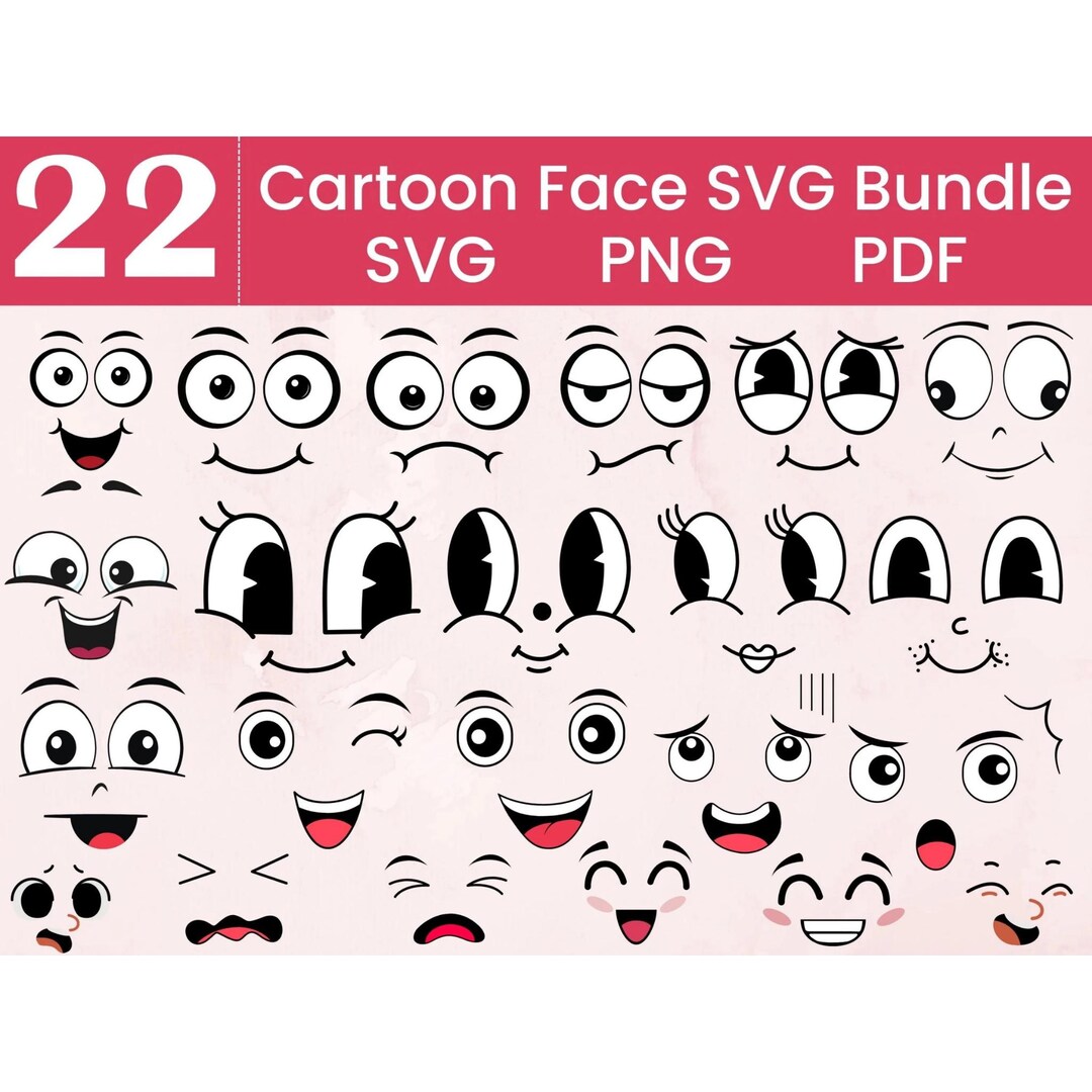 Cartoon Face SVG Bundle: Cricut & Silhouette Cut Files Digital Download ...
