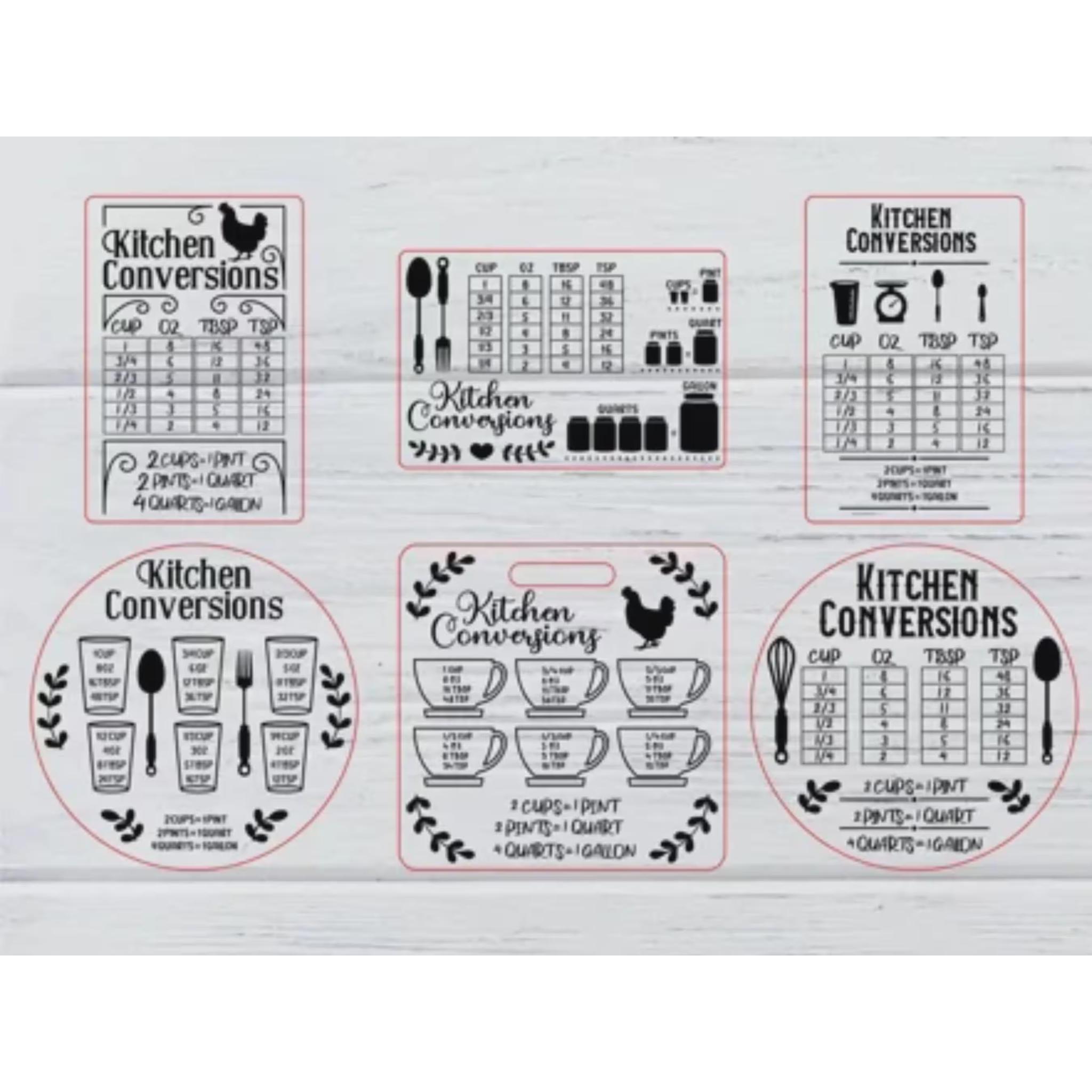 Kitchen Circle Conversion Chart Kitchen Conversion Chart SVG Bundle: Cooking Measurements Digital ...
