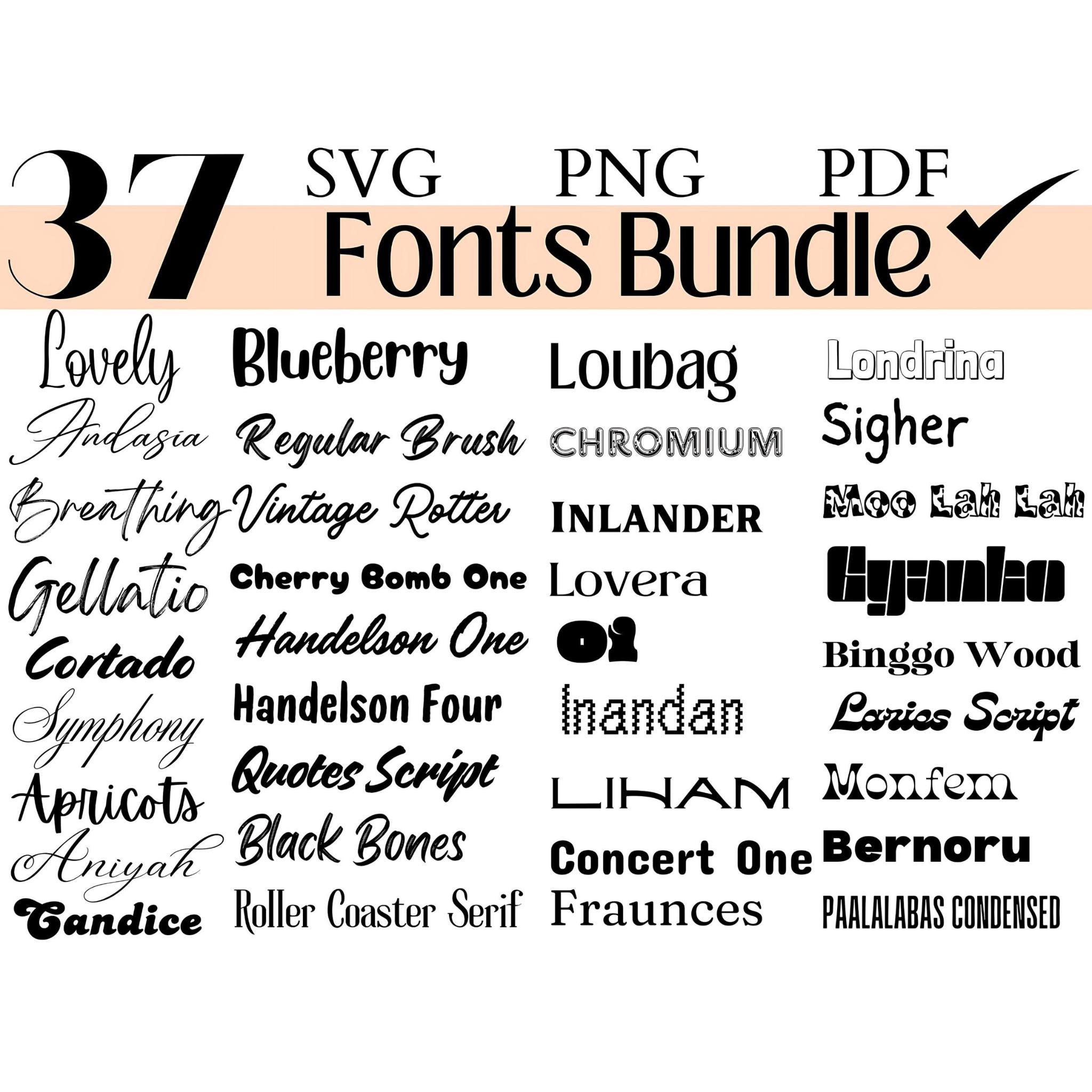 37 Fonts Bundle | SVG, PNG, PDF | Handwritten, Script, Display & Modern ...