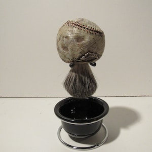 Baseball Shaving Brush With Stand and Bowl Custom Made Badger Hair