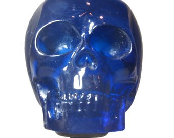 Blue Skull Shift Knob, Custom Resin Gear Shifter Handle, Hot Rod Car Gift