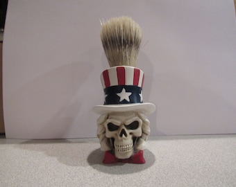 New Custom Uncle Sam Skull Shaving Brush Great Gift!