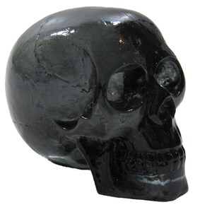 May include: A black ceramic skull. The skull is glossy and features a detailed design.
