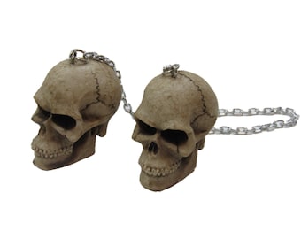 Bone Skeleton Head Rear View Mirror Skull Danglers
