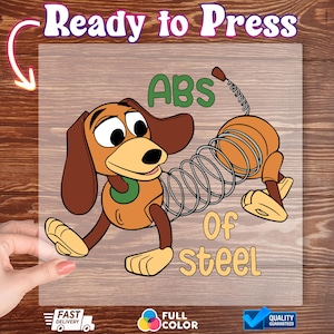 Disney Slinky Dog DTF Transfer, Abs Of Steel DTF Transfer, Dog Lover Family DTF Transfer, Disney Gift Idea Men, Funny Disney Transfer