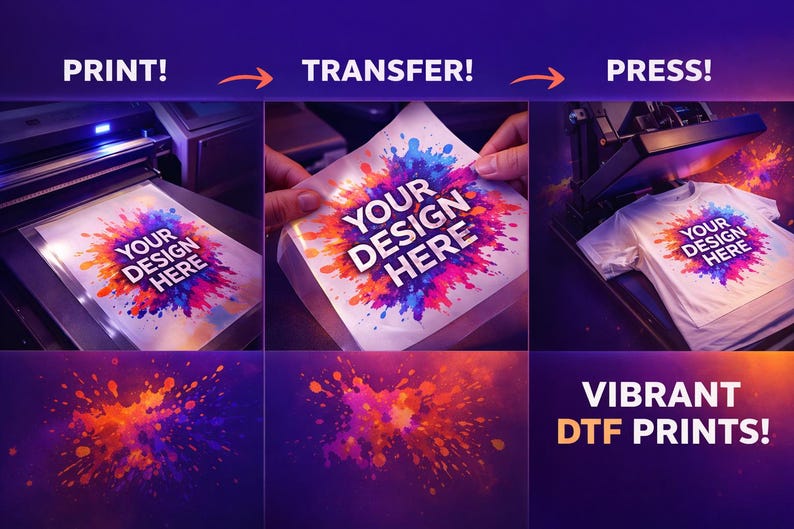 Custom Iron on DTF Transfer, Full Color Print, Free Design, Custom DTF ...