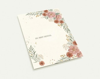 Juego de 10 postales | Eres suficiente | Afirmación de amor propio | Rosas silvestres en acuarela A6 | Regalo de ánimo para tu mejor amiga