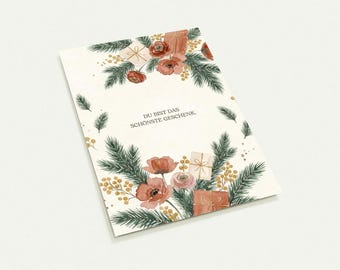 Juego de 10 tarjetas navideñas | Eres el regalo más hermoso | Acuarela A6 | Correo navideño con amor | Juego de tarjetas de agradecimiento