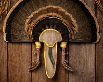 Rustic Barnwood Turkey Fan Mount Plaque