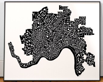 Cincinnati neighborhoods map art, Cincinnati map print, Cincinnati art print, Print of my original hand-inked Cincinnati typography art