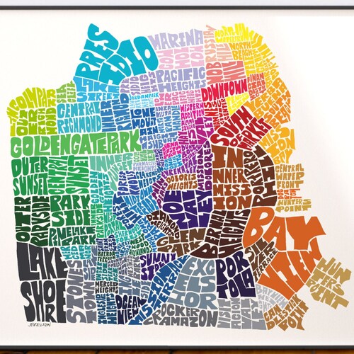 Print A Map Of My Neighborhood San Francisco Neighborhood Map Art Print Signed Print Of My | Etsy