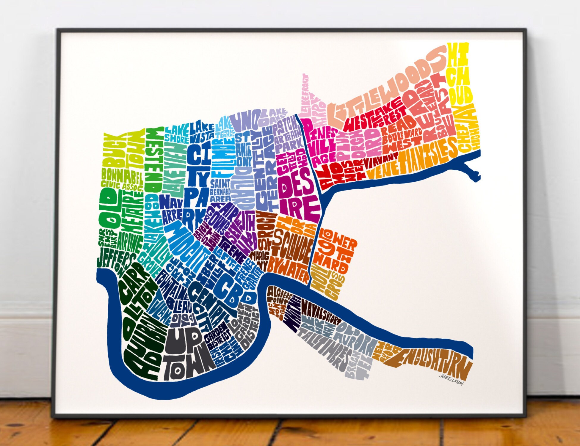 New Orleans Neighborhoods Map New Orleans Neighborhood Map Print Signed Print Of My | Etsy
