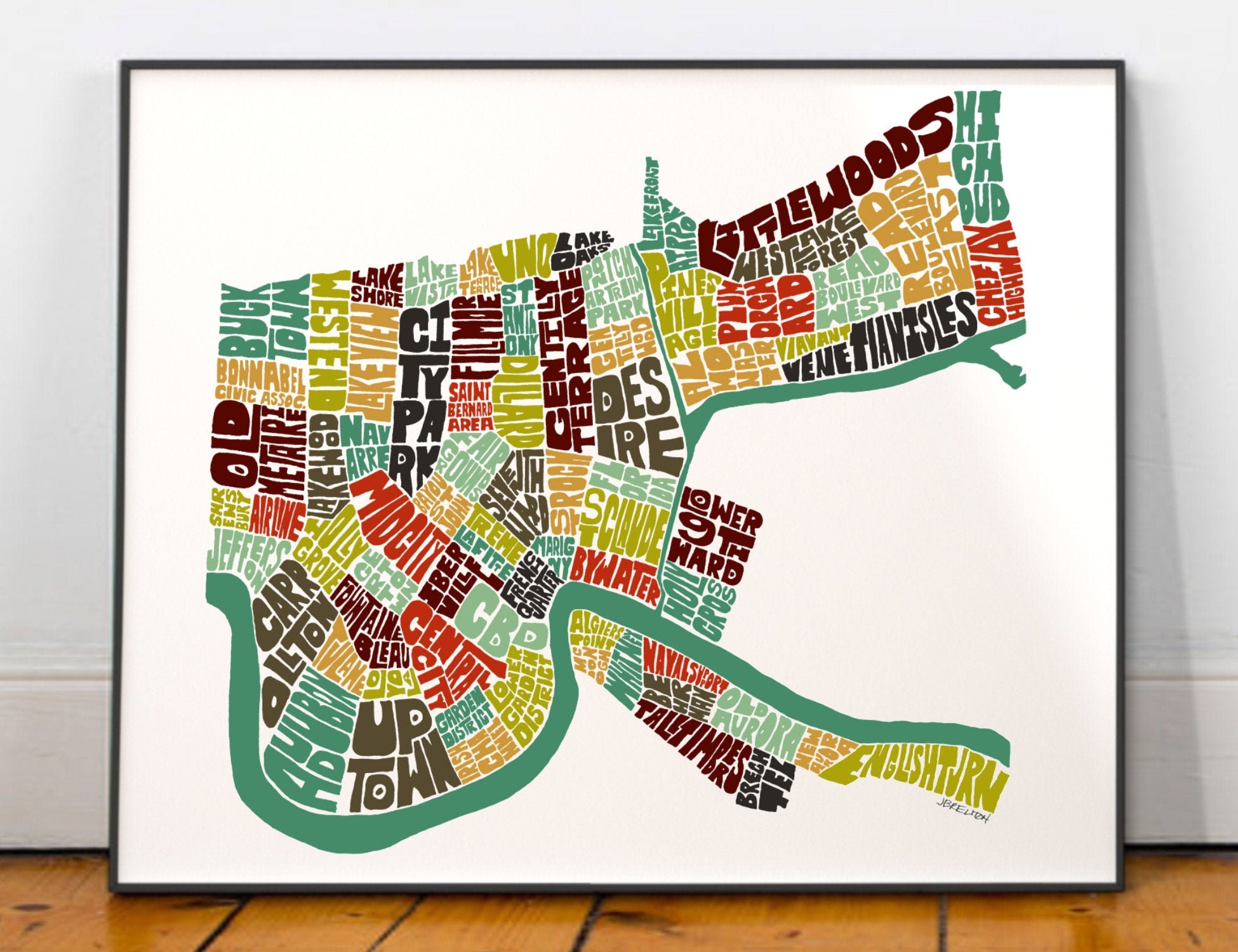 New Orleans Neighborhoods Map New Orleans Neighborhood Map Print Signed Print Of My | Etsy