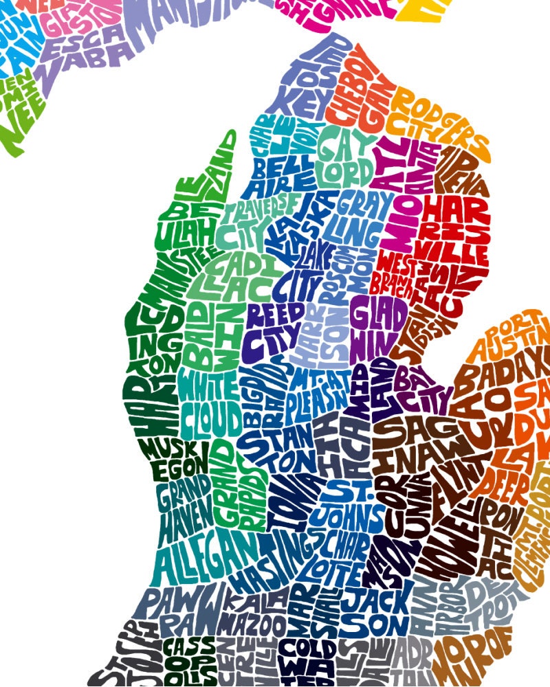 Michigan map art FRAMED Michigan decor framed print of my | Etsy