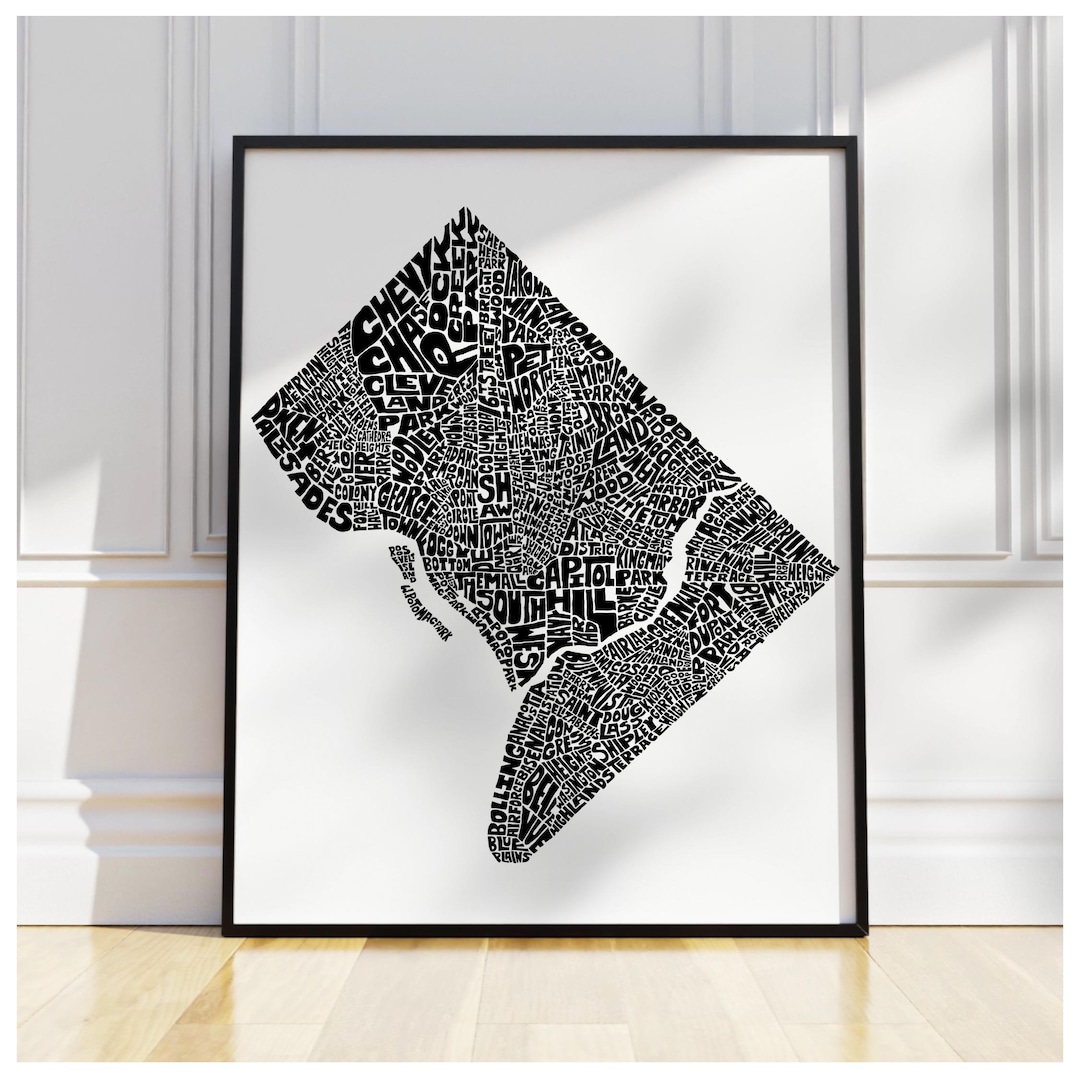 Washington DC Neighborhood Map Print, Signed Print of My Original Hand ...
