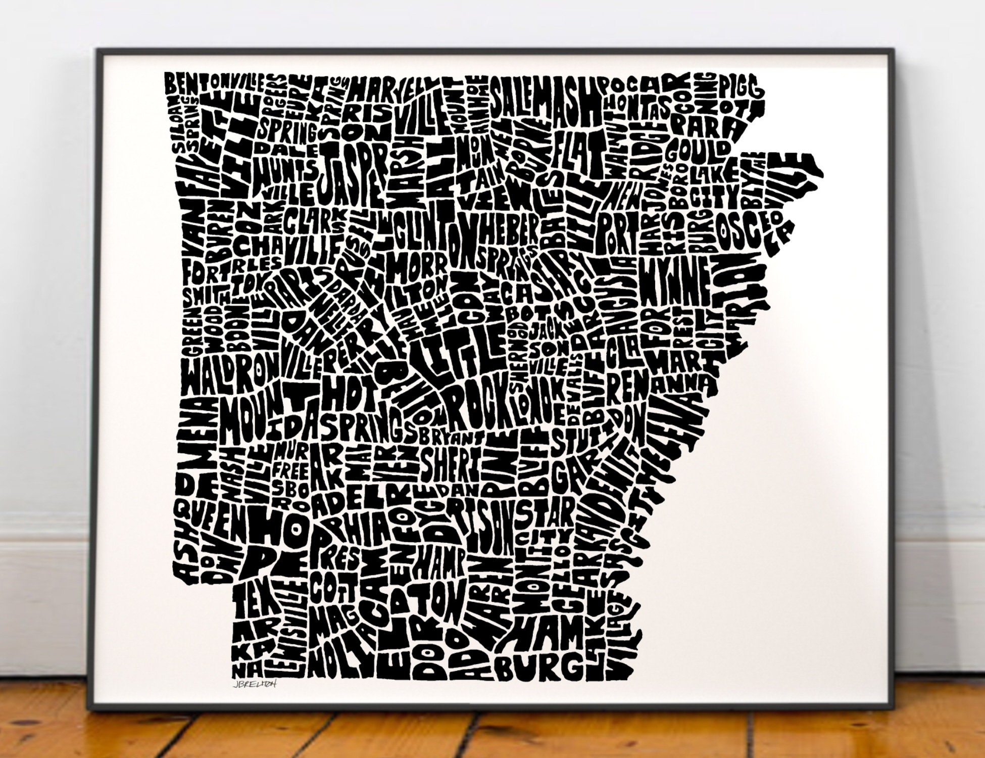 Arkansas map art Arkansas art print signed print of my Etsy
