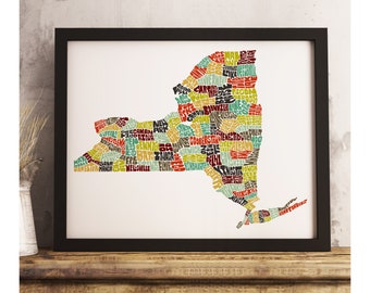 New York art print FRAMED, New York map art, available in several colors and sizes, New York decor, New York wall art