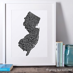 New Jersey map art, New Jersey art print, signed print of my original hand drawn New Jersey map art image 9