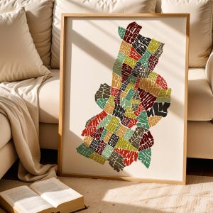 Austin neighborhood art print-FRAMED, Austin map art, available in several colors and sizes, Austin decor, Austin gift