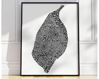 St Louis neighborhood map print, St Louis art print, signed print of my hand-drawn St Louis typography map art, other colors available
