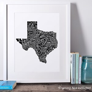 Texas map art, Texas art print, signed print of my original hand drawn Texas map art image 9