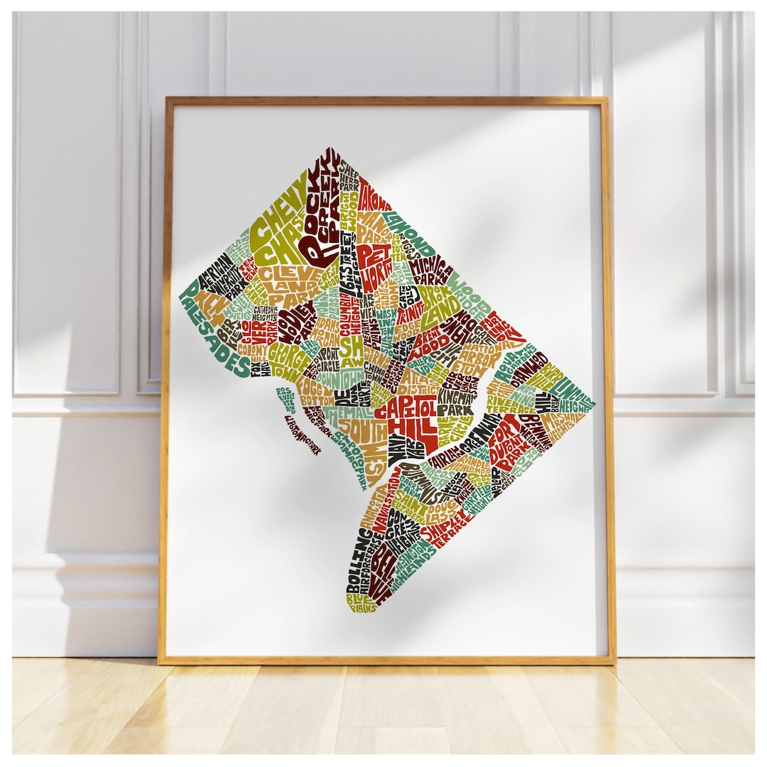 Washington DC Neighborhood Map Print, Signed Print of My Original Hand ...