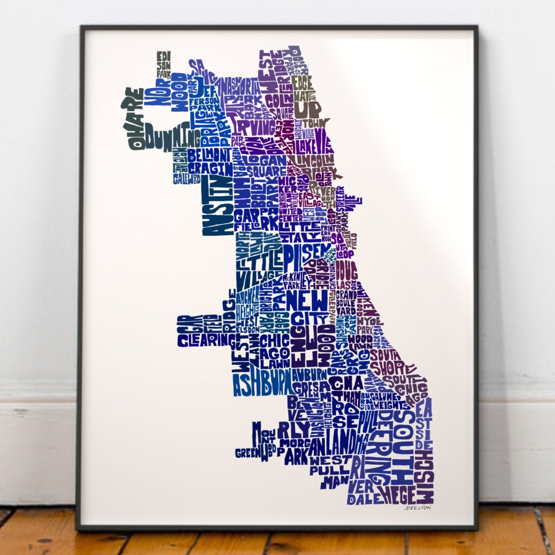 Chicago Neighborhood Map Art Print Chicago Map Art Print - Etsy