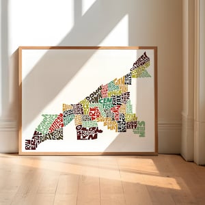 Cleveland neighborhood art print-FRAMED, Cleveland map art, available in several colors and sizes, Cleveland decor, Cleveland gift