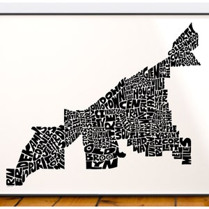 Cleveland neighborhoods map art, Cleveland map print, Cleveland art print, Print of my original hand-inked Cleveland typography illustration