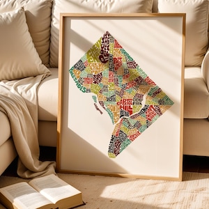 Washington DC neighborhood art print-FRAMED, Washington DC map art, available in many color & sizes, Washington dc decor, Washington dc gift