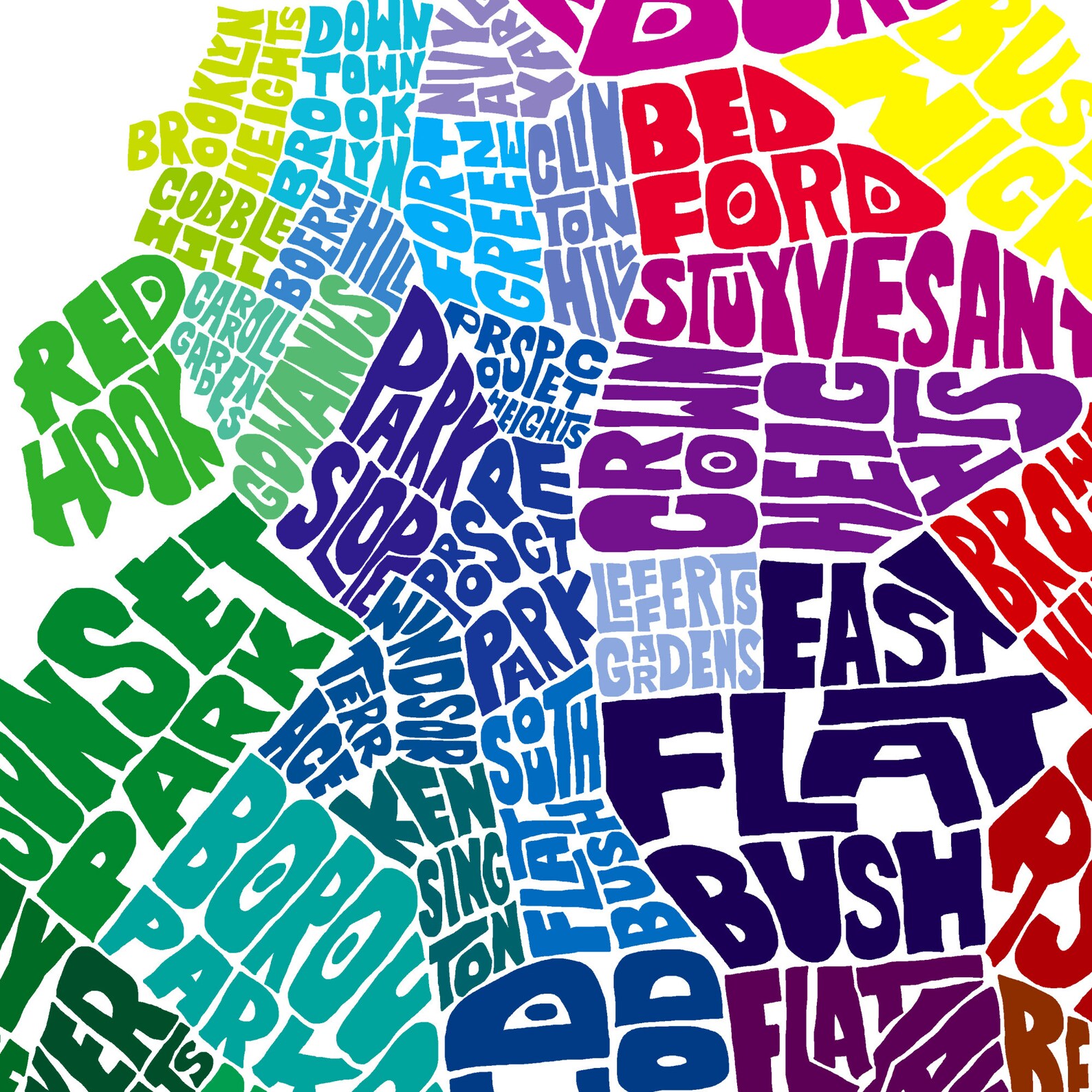 Brooklyn Neighborhood Map Art Print Brooklyn Map Art Print Etsy