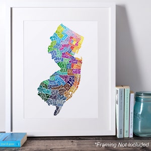 New Jersey map art, New Jersey art print, signed print of my original hand drawn New Jersey map art image 10