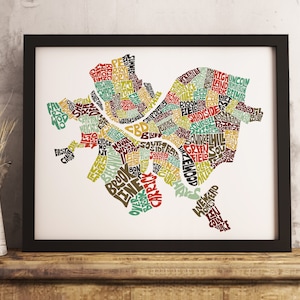 Pittsburgh neighborhood art print FRAMED, Pittsburgh map art, available in several colors and sizes, Pittsburgh decor, Pittsburgh wall art